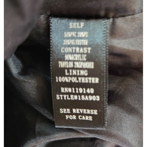 Double Zero Womens Black Faux Leather Jacket Small Cream Cable Knit Sleeves - Picture 5 of 7